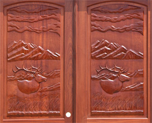 Elk carved door panels